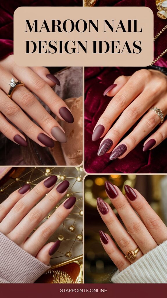 Maroon Nail Design Ideas