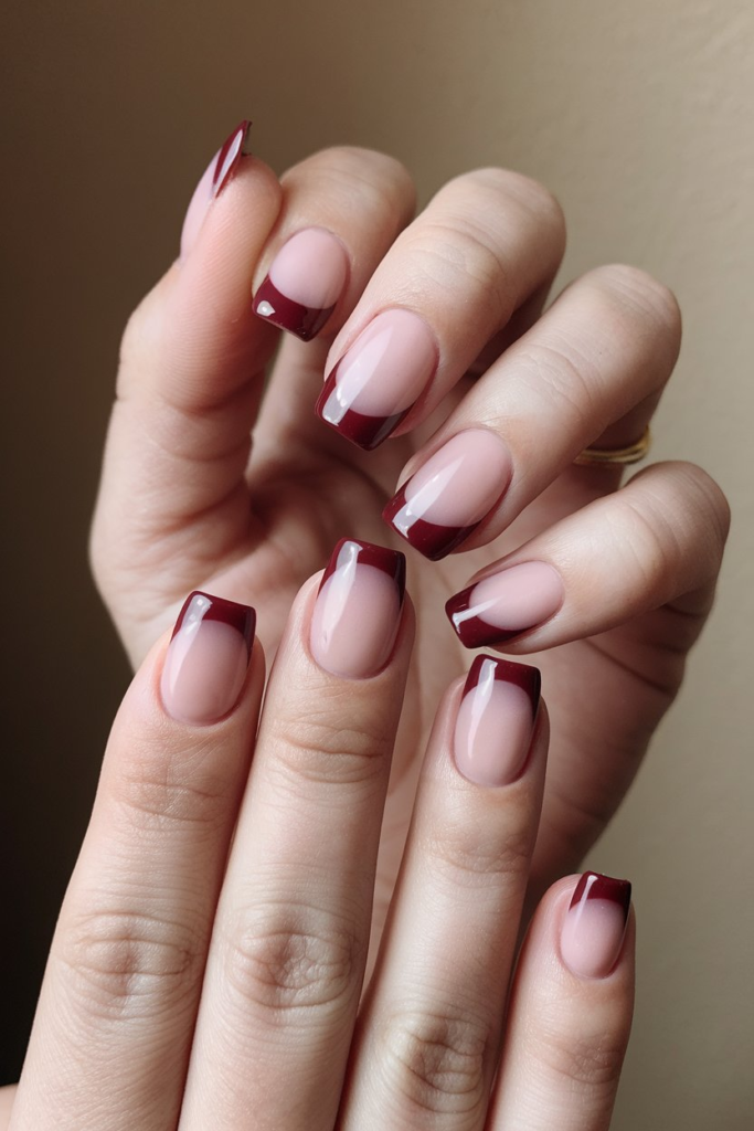 Maroon French Tips