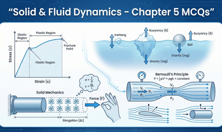Physics Chapter 5 MCQs: Solid & Fluid Dynamics with Correct Answers