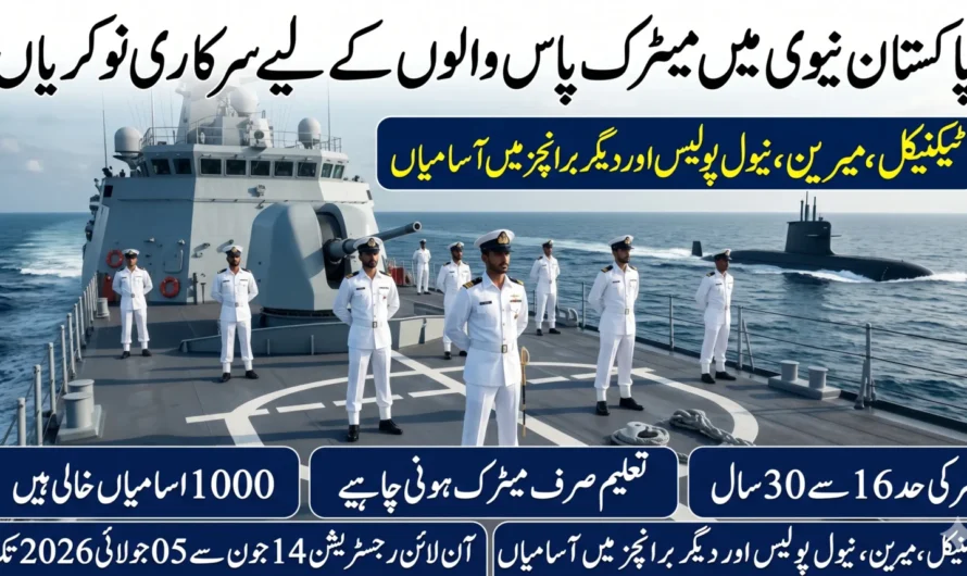 Pakistan Navy Sailor Recruitment 2026 (Batch B-2026 S) – Online Registration Open Across Multiple Branches