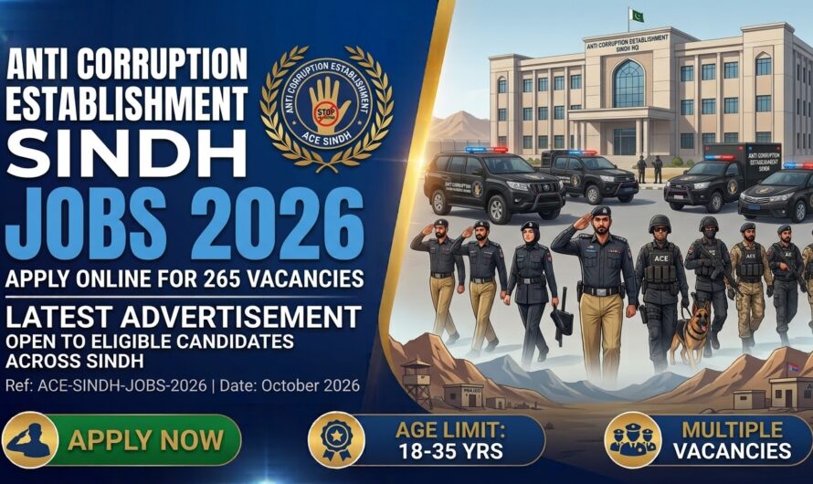 Anti Corruption Establishment Sindh Jobs 2026 – Apply Online for 265 Vacancies