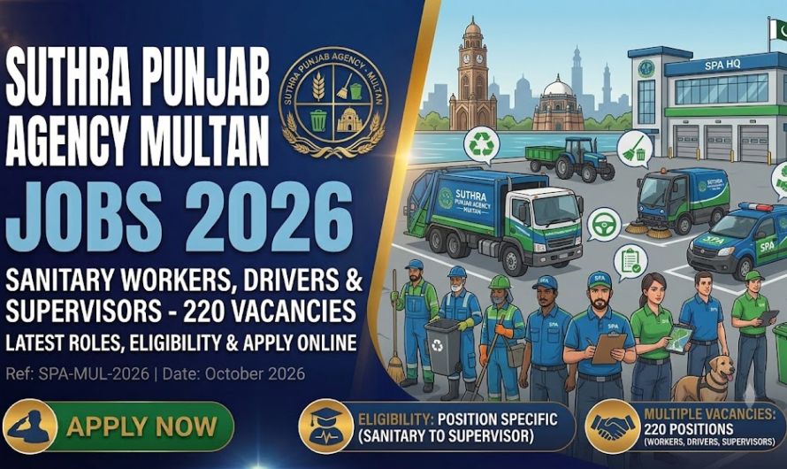 Suthra Punjab Agency Multan Jobs 2026 – 220 Vacancies for Sanitary Workers, Drivers & Supervisors