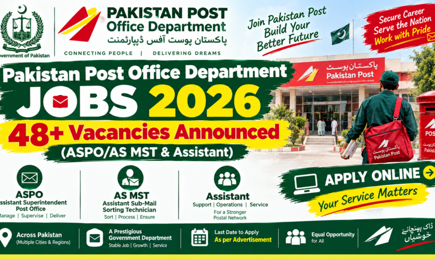 Pakistan Post Office Department Jobs 2026 – 48+ Vacancies Announced (ASPO/AS MST & Assistant)
