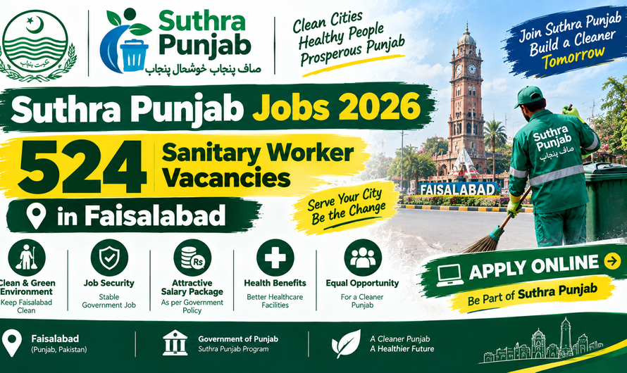 Suthra Punjab Jobs 2026 – 524 Sanitary Worker Vacancies in Faisalabad