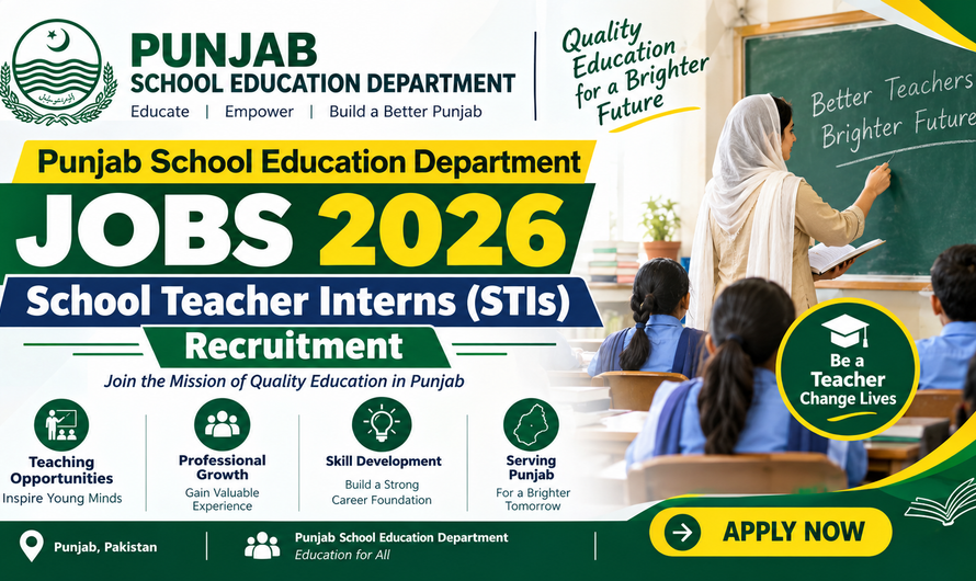 Punjab School Education Department Jobs 2026 – School Teacher Interns (STIs) Recruitment