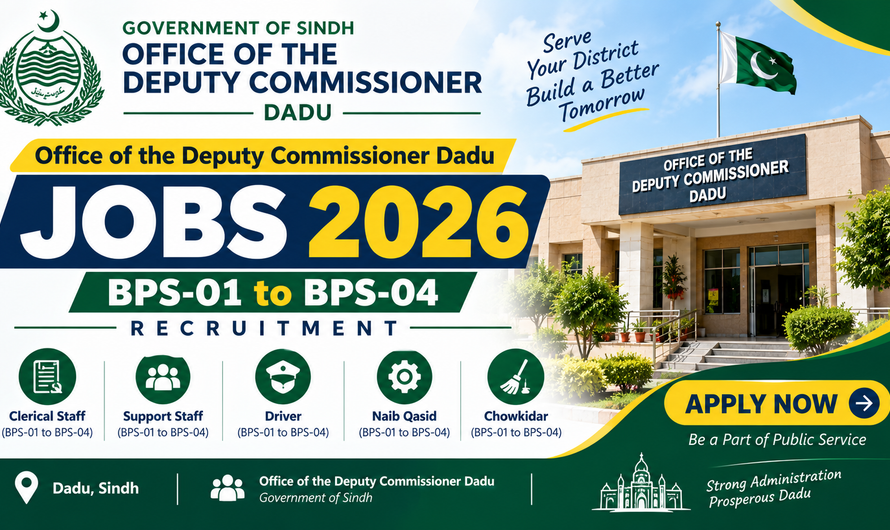 Office of the Deputy Commissioner Dadu Jobs 2026 – BPS-01 to BPS-04 Recruitment