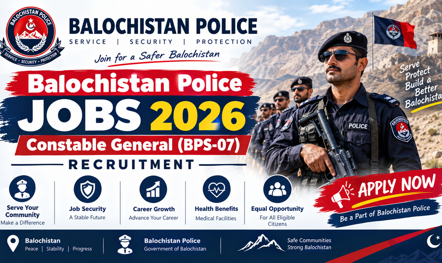 Balochistan Police Jobs 2026 – Constable General (BPS-07) Recruitment